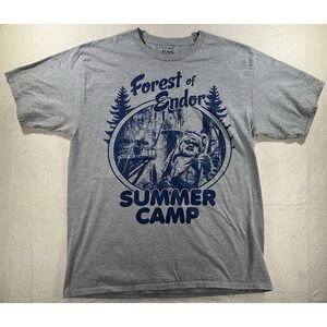 Star Wars Forest of Endor Summer Camp T-Shirt Gray Adult XL Ewok Graphic